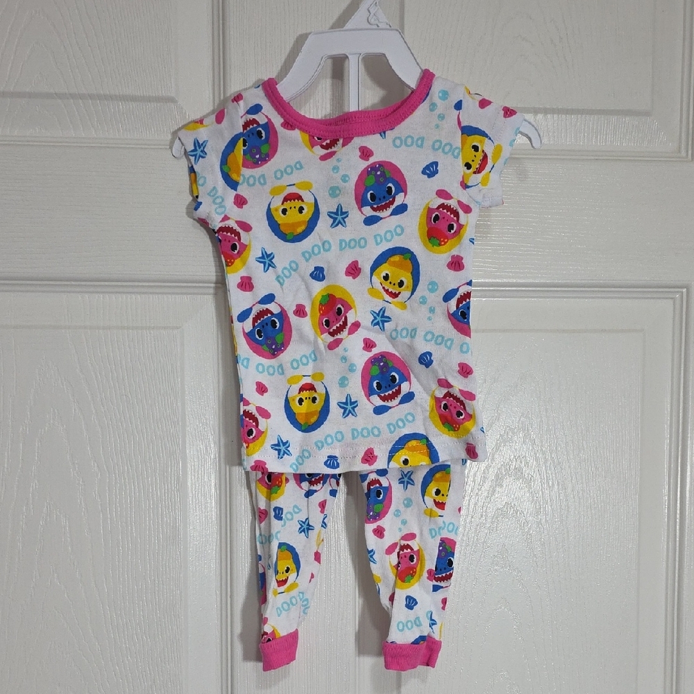 Vibrant Pink and White Baby Shark Pajama Set